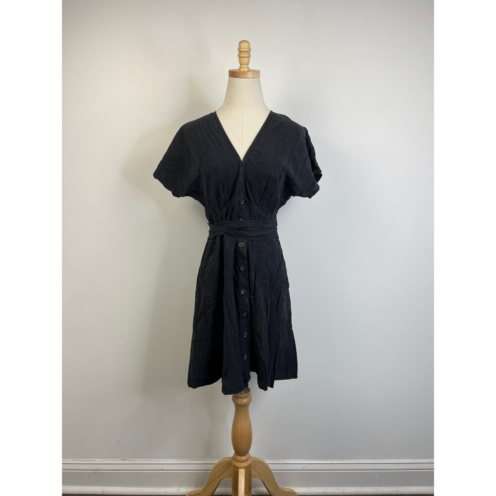 Quince Navy V-Neck Button-Front Mini Dress - Picture 9 of 11